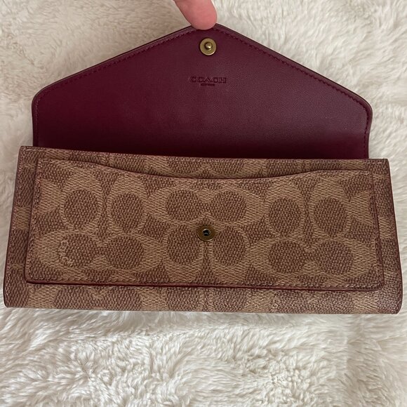 Coach WYN Colorblock Signature Canvas Soft Wallet Brass/Tan/Rust - Picture 8 of 11